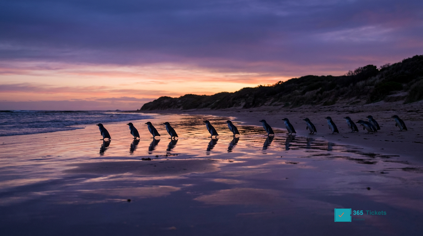 Phillip Island Penguin Parade at dusk